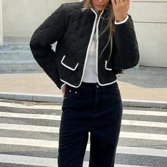 Women's Winter Zip-Up Collar Short Casual Padded Coat - Picture 3 of 4